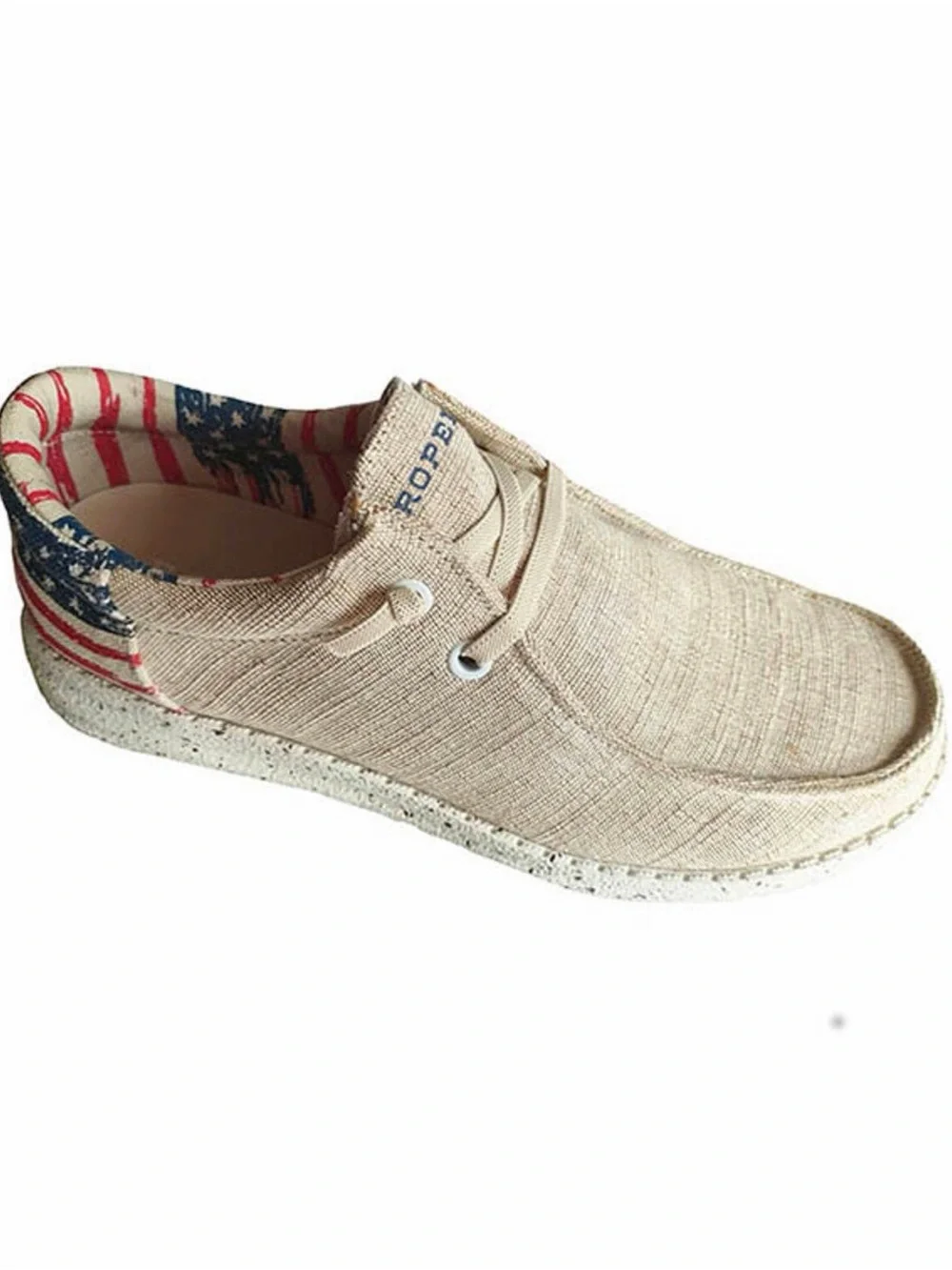 Roper Beige Slip-On Loafer with American Flag Trim